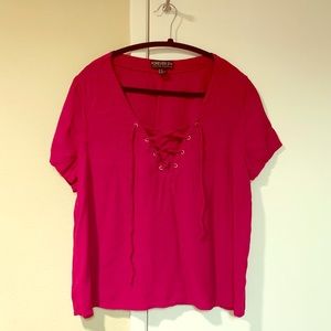 Fuschia blouse with tie up